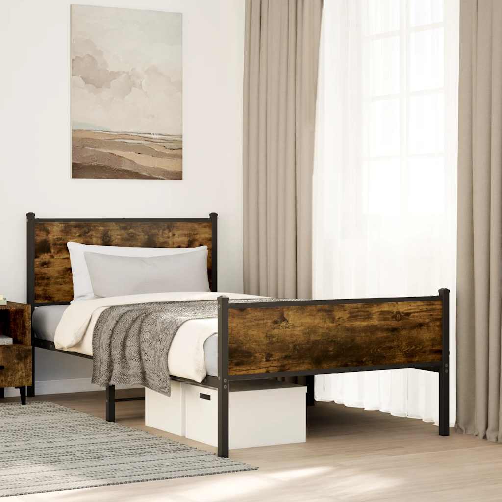 Łóżko Metalowe Czarne Rama łóżka Ze Stelażem Łóżko Do Sypialni Pokoju 107x203 cm