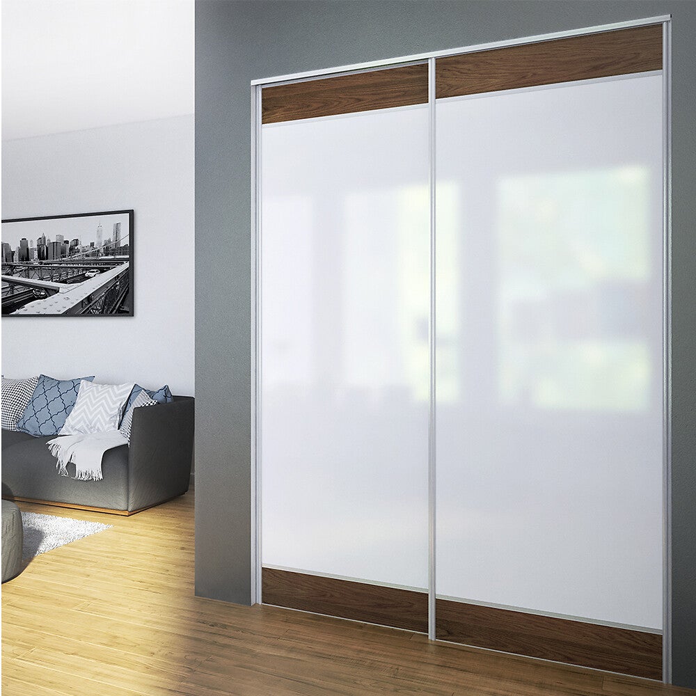 Kit SLID'UP 220 aluminium anodisé naturel pour 2 portes de placard coulissantes 18 mm - rail 1,8 m - 70 kg - 3