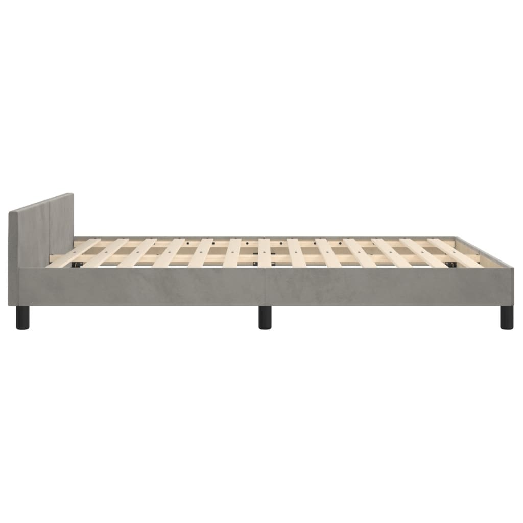 Cadre de lit sans matelas en velours gris clair pour la chambre, 140 × 200 cm - 7