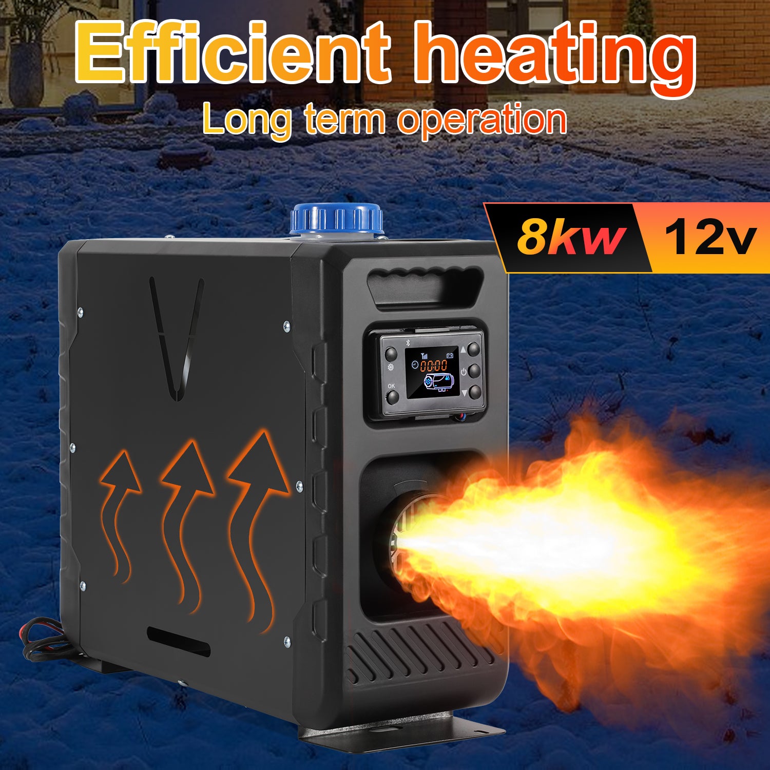 Chauffage diesel 12 V chauffage de stationnement chauffage à air diesel 8 kW avec écran LCD télécommande pour voiture camion bus Bluetooth APP Noir - 5