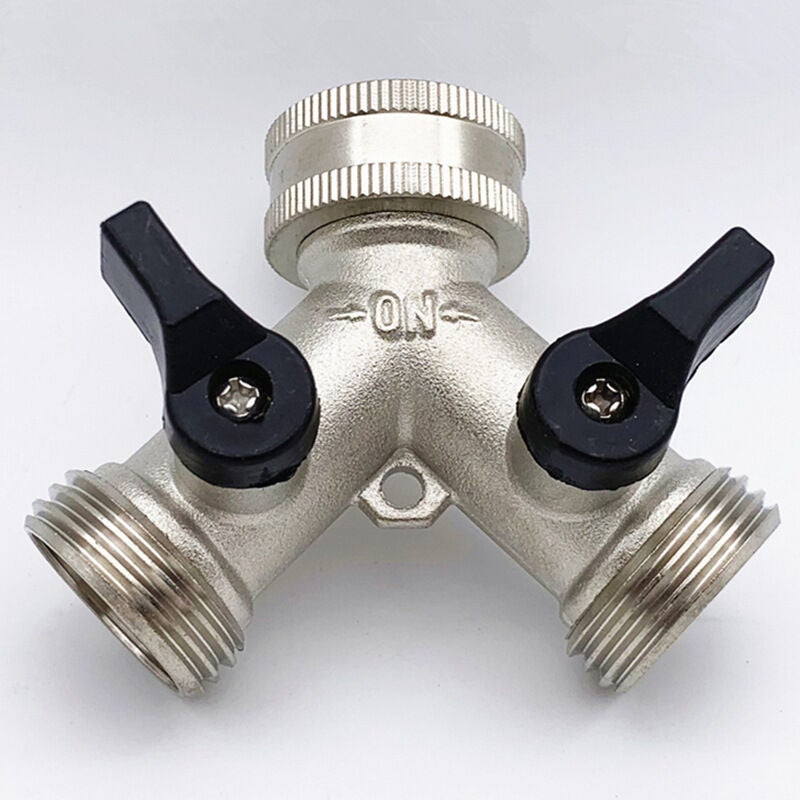 Hourleey Splitter Per Tubo Da Giardino In Ottone Massiccio A 2 Vie – Connettore A Y 3/4” Con Valvole Indipendenti E Guarnizioni Extra