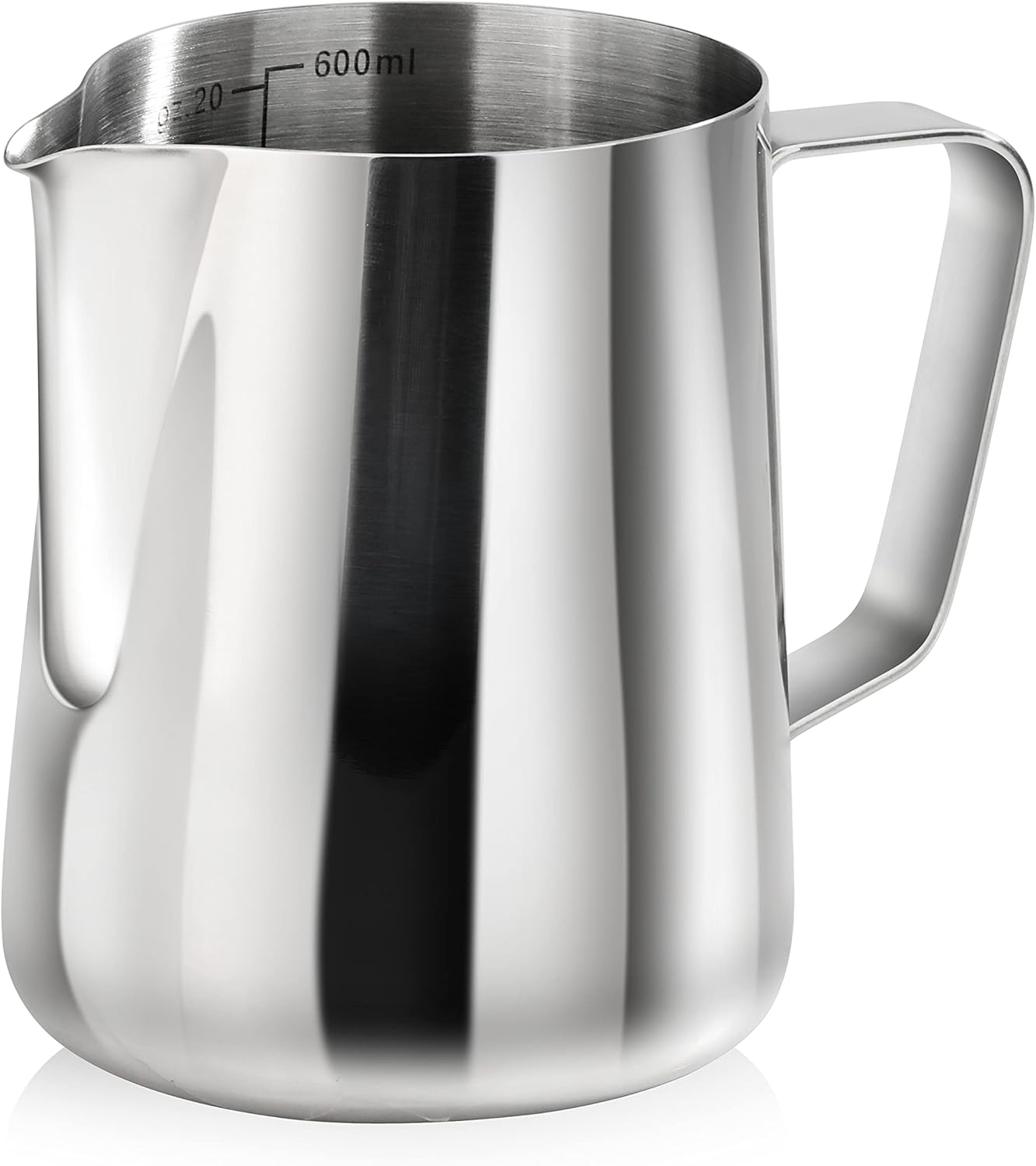 Kubek en acier inoxydable pour cafe latte art - 600 ml (20 uncji) - Idéal pour la maison, les cafes et les Restaurants - 1 sztuka, srebrny