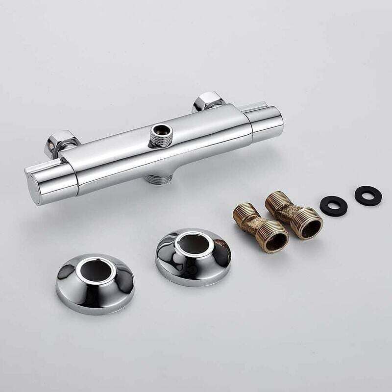 Mitigeur Thermostatique Douche/Baignoire, 2 Sorties Haut/Bas, Laiton Chromé Anti-Brûlure - 4
