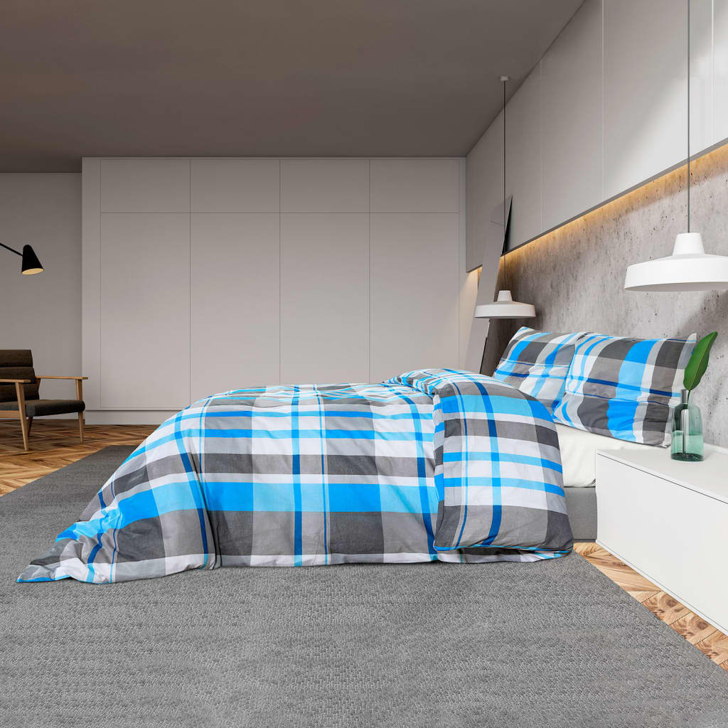 Maison Exclusive - Ensemble de housse de couette Bleu et gris 200x200 cm Coton - 4