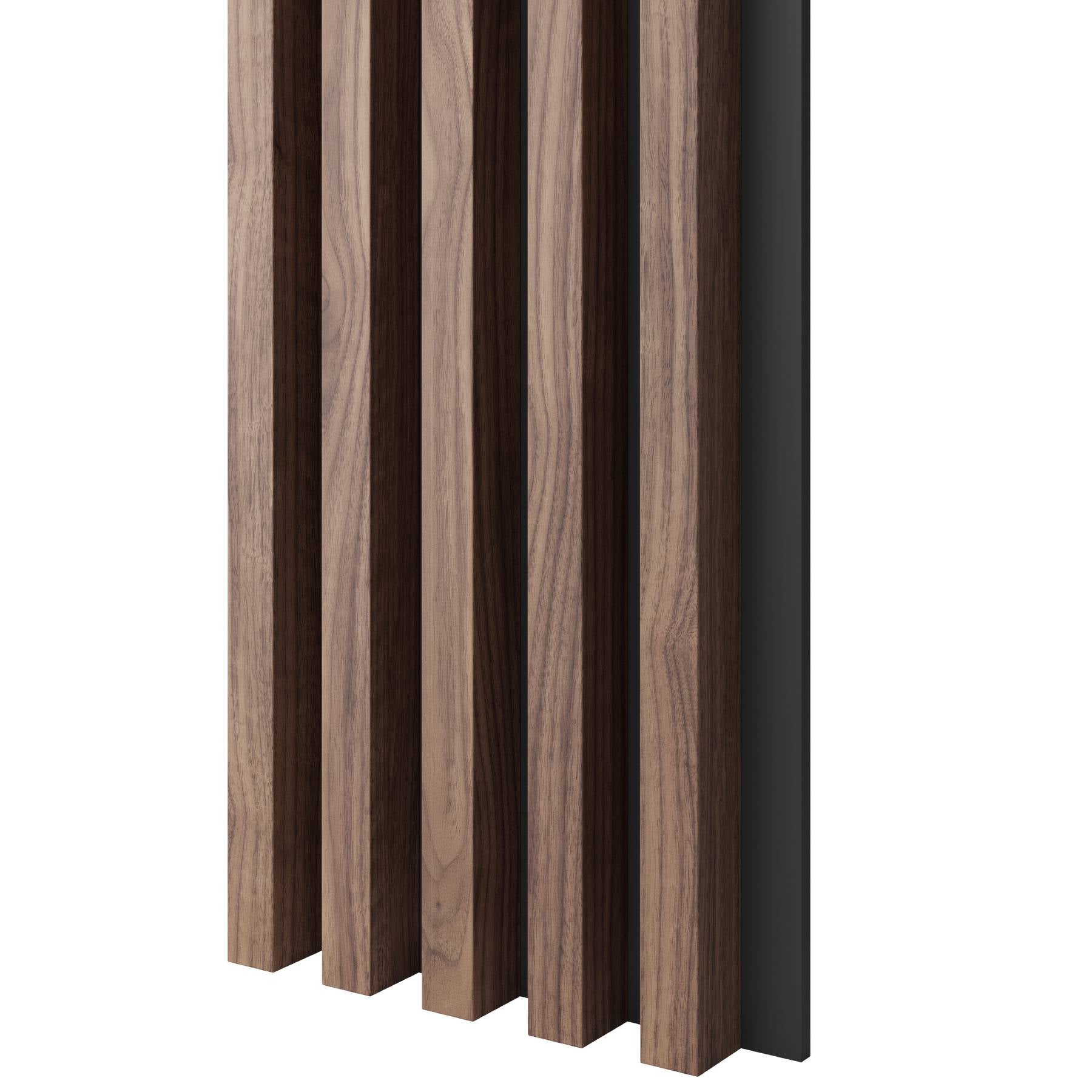 Lamele na czarnej płycie MDF LAMELE3D - Fornir Orzech Amerykański