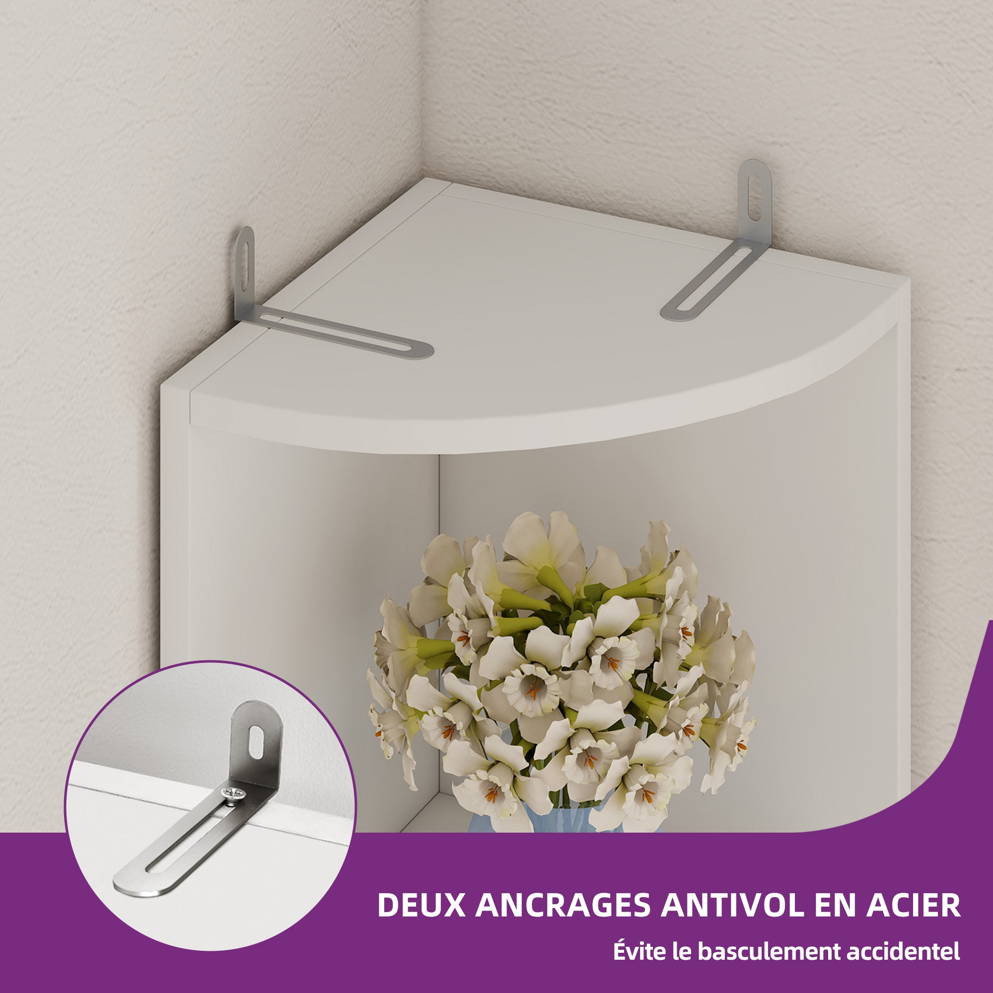 Étagère d'angle YITAHOME à 5 niveaux - Bibliothèque autoportante moderne 30x30x180 cm - Blanc - 7
