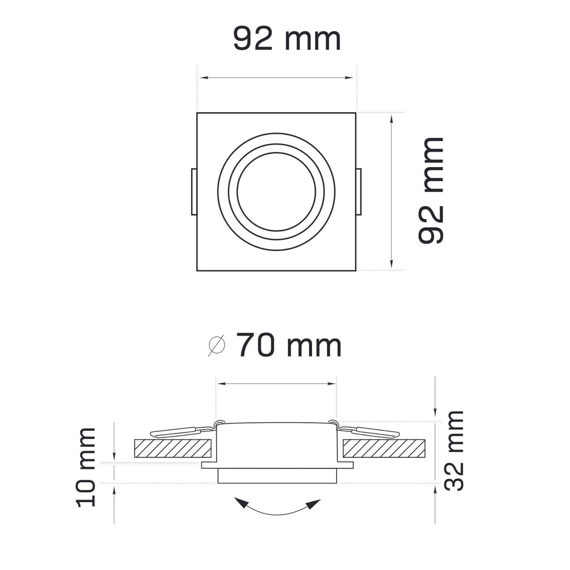 Oprawa sufitowa wpuszczana podtynkowa Lika czarno-srebrna 1xMR16x8W kwadratowa ruchoma IP20 wym: 3,2 x 9,2 x 9,2 cm metal Polux - 4