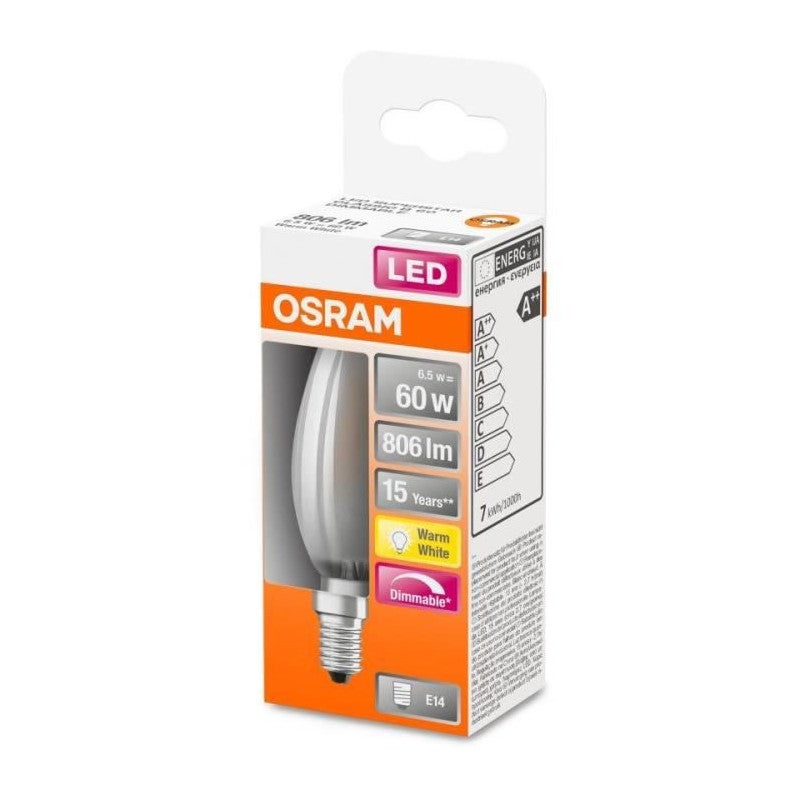 OSRAM Ampoule LED - E14 - Warm White - 2700 K - 6,50 W - remplacement pour 60-W-Incandescent bulb - LED Retrofit CLASSIC B DIM - 6