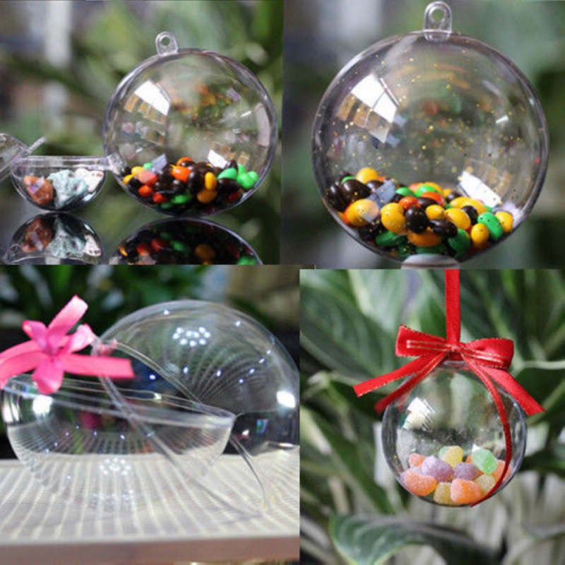 Lot de 15 boules en plastique transparentes à remplir, idéales pour les cadeaux artisanaux et les décorations de Noël. - 4