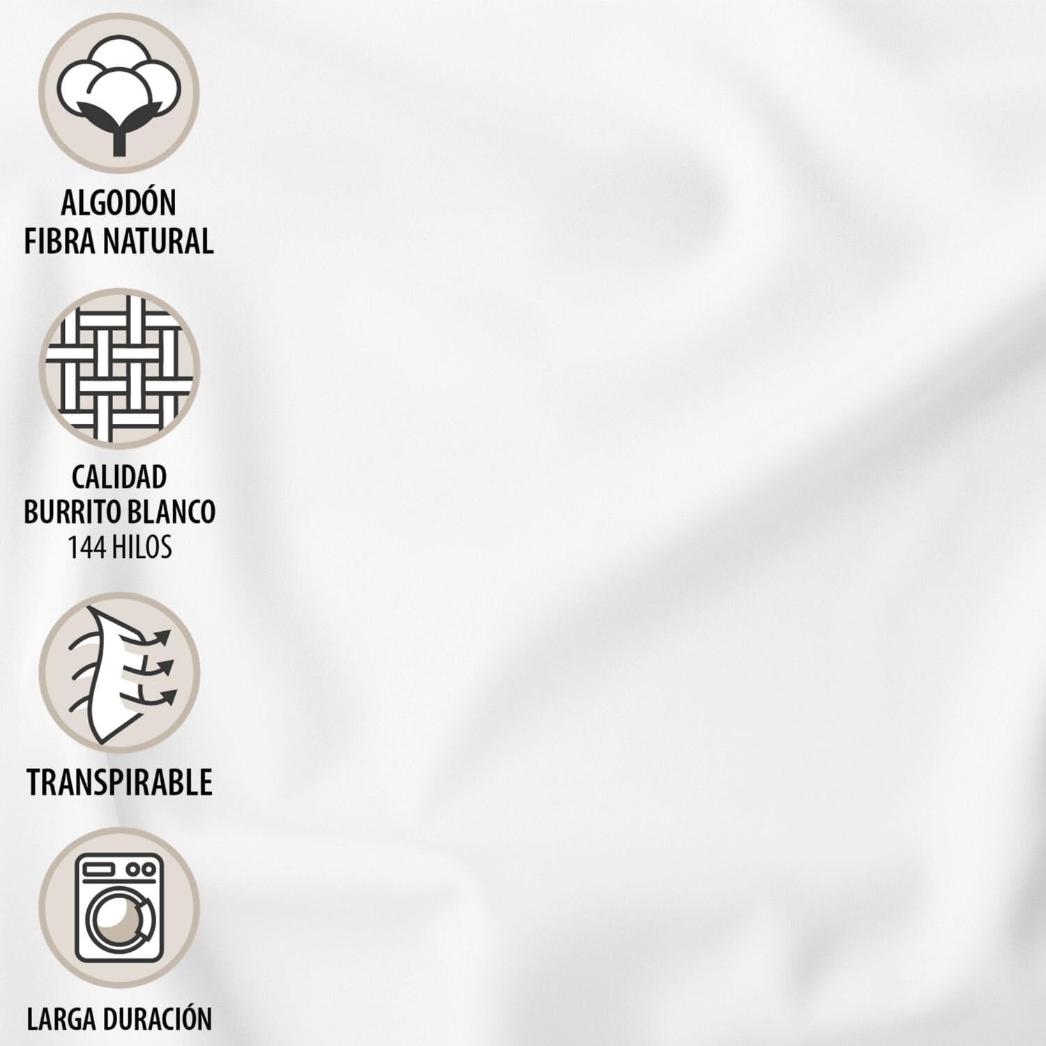 Burrito Blanco | Lenzuola con angoli 180 x 190/200 cm | Letto da 180 cm (+ misure disponibili) | Tessuto in cotone-poliestere 50/50 | Design A7 Grigio - 4