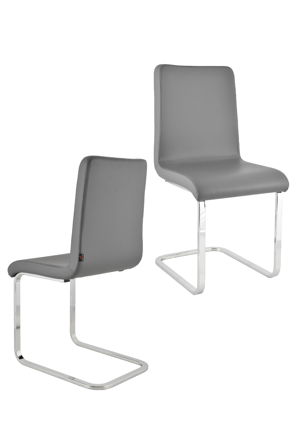 Tommychairs - set 2 sillas greta cantilever, patas de acero cromado y asiento en madera multicapa, tapizado en polipiel gris oscuro