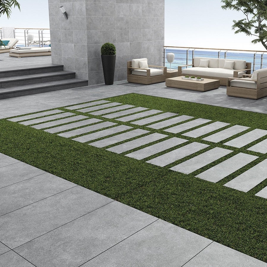 Dalle Sur Plots Livermore Grey 60x120x2 Cm Effet Béton Antidérapant R11