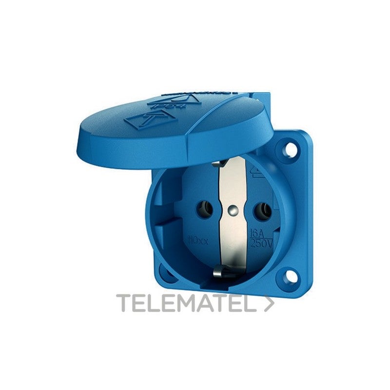 Mennekes Base Presa Schuko 16A/230V Grado Di Protezione IP68 - Blu, Facile Installazione