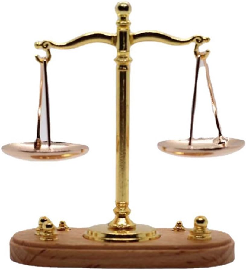 Mini Balance Rétro 1:12 – Accessoire Décoratif Maison De Poupées, Métal Doré Avec 6 Poids, Style Vintage
