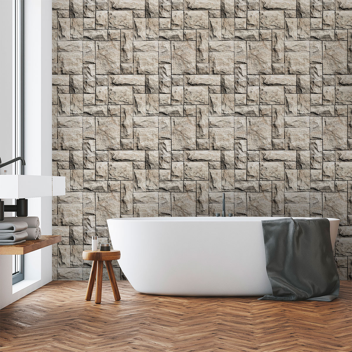Vinilos piedras tapices de piedras de chipre - adhesivo de pared - revestimiento sticker mural decorativo - 60x60cm