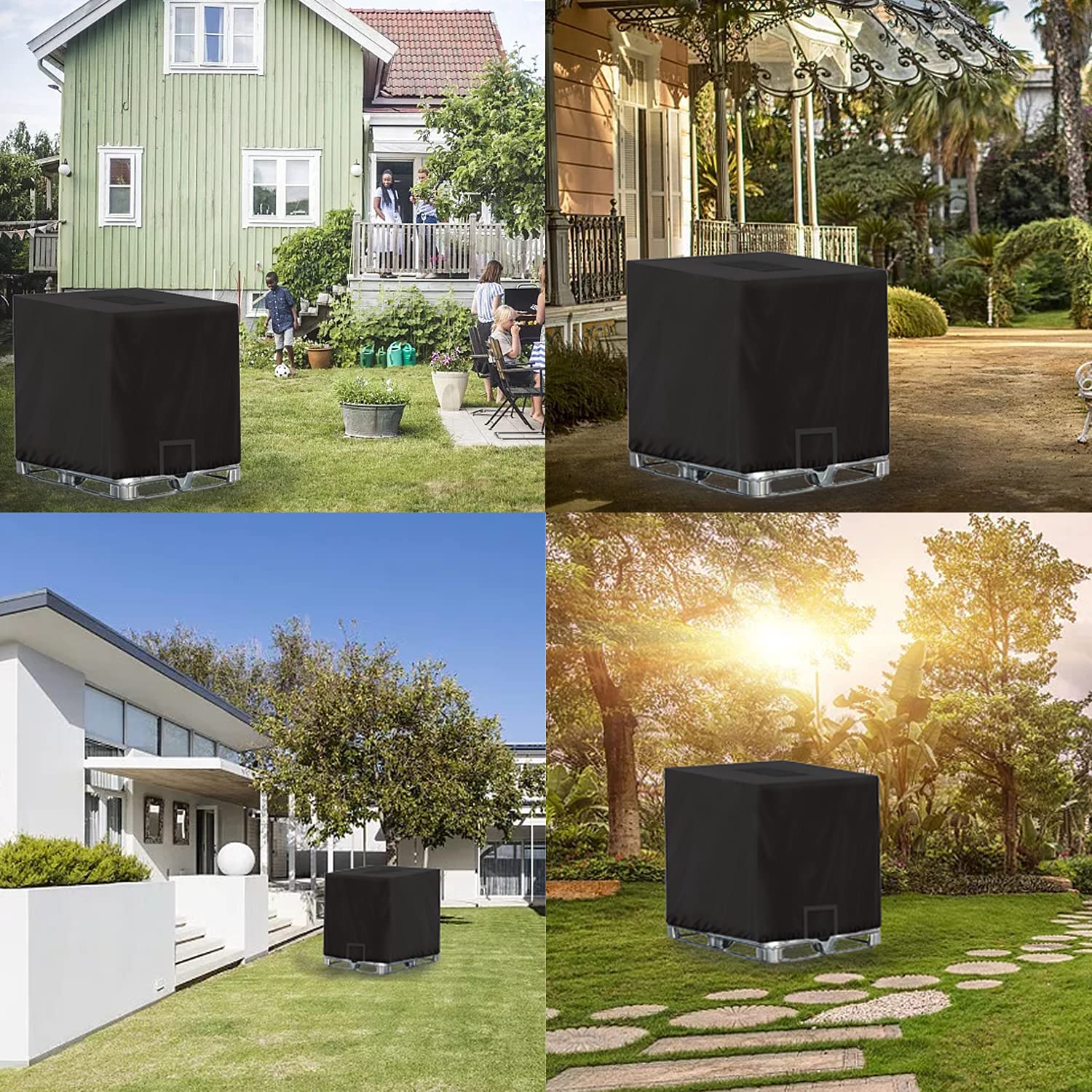 Bâche de réservoir d'eau,Bâche Couverture Réservoir pour Cuve 1000L,Capôt de Protection Container Citerne Eau,Anti-UV Anti-Pluie,120x100x116cm - 5