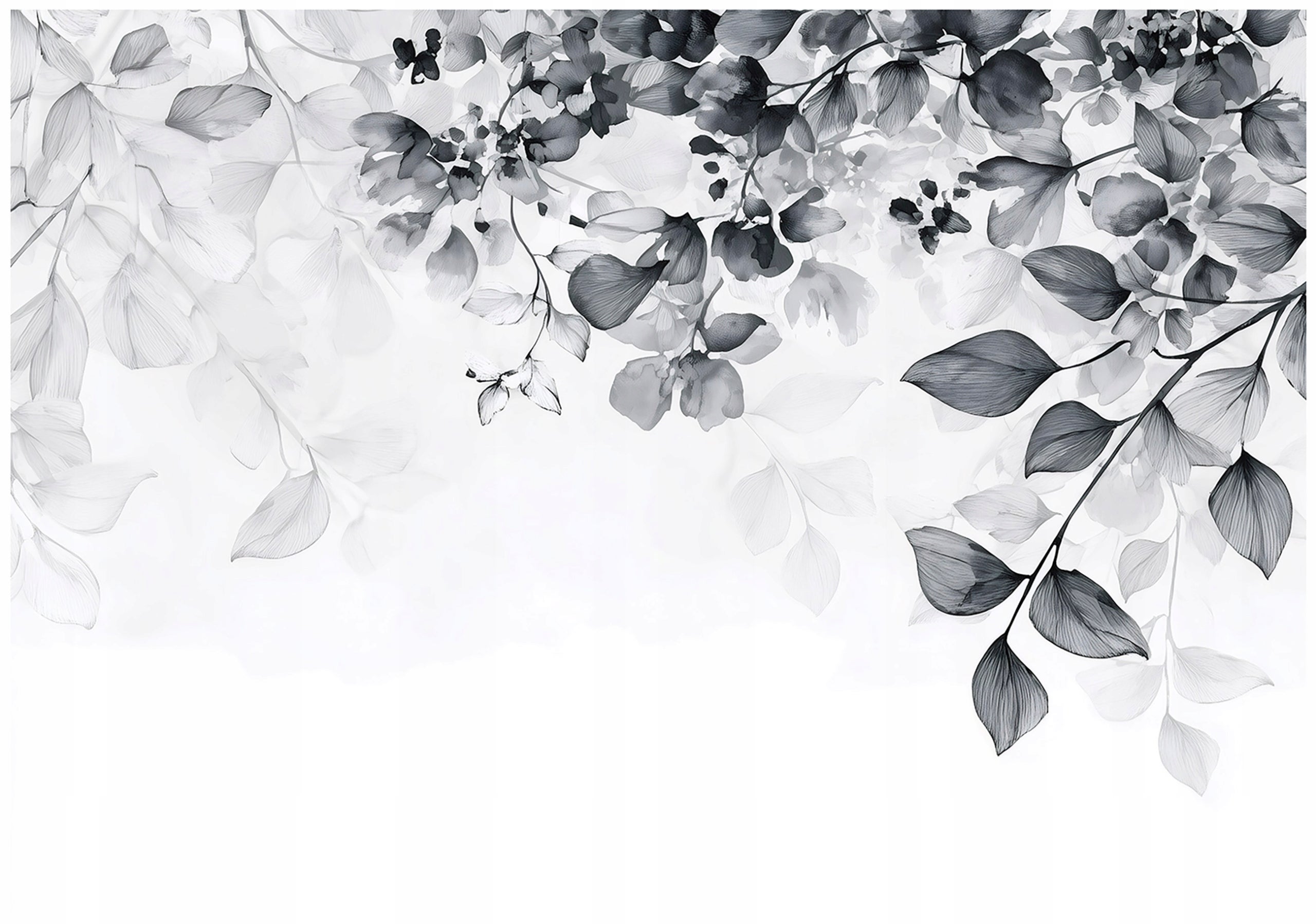 Papier Peint Noir et blanc Nature Feuille Panoramique Intissé Pour