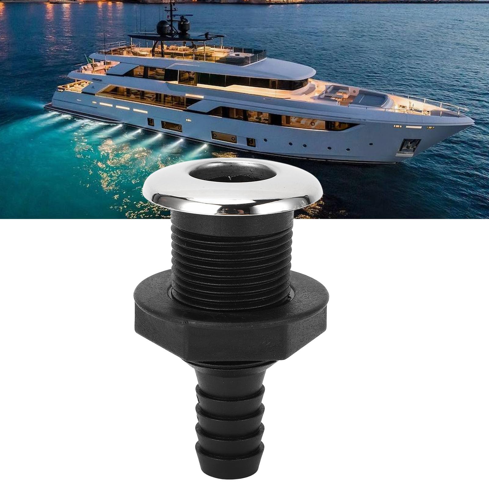 Raccordo Passascafo Scarico Dell'acqua Raccordo Per Barche Connettore Passascafo Per Barche Raccordo Per Tubo Flessibile in Plastica ABS da 3/4 di