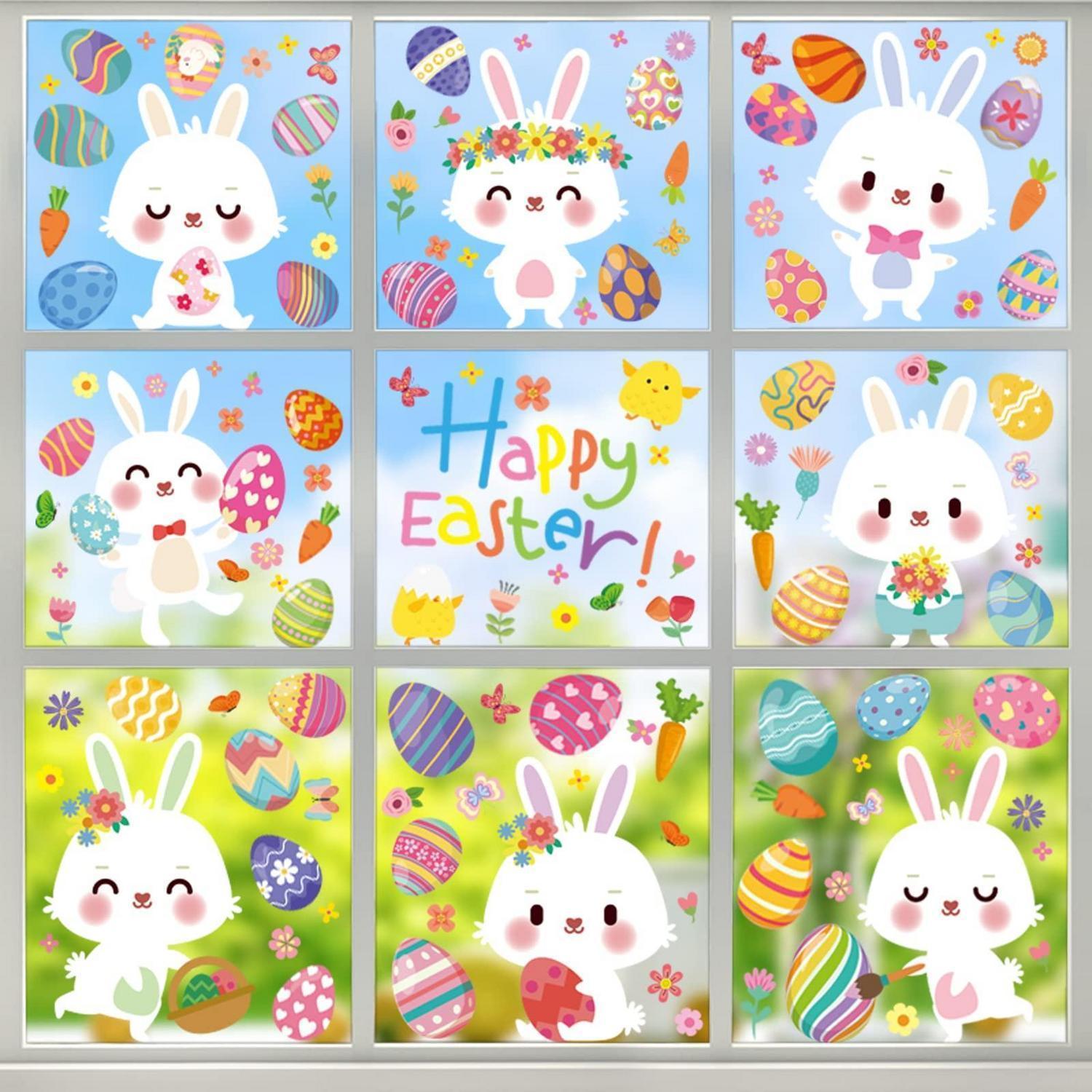 Sticker Fenêtre Pâques Autocollant 174 Pièces 9 Feuilles PVC ...