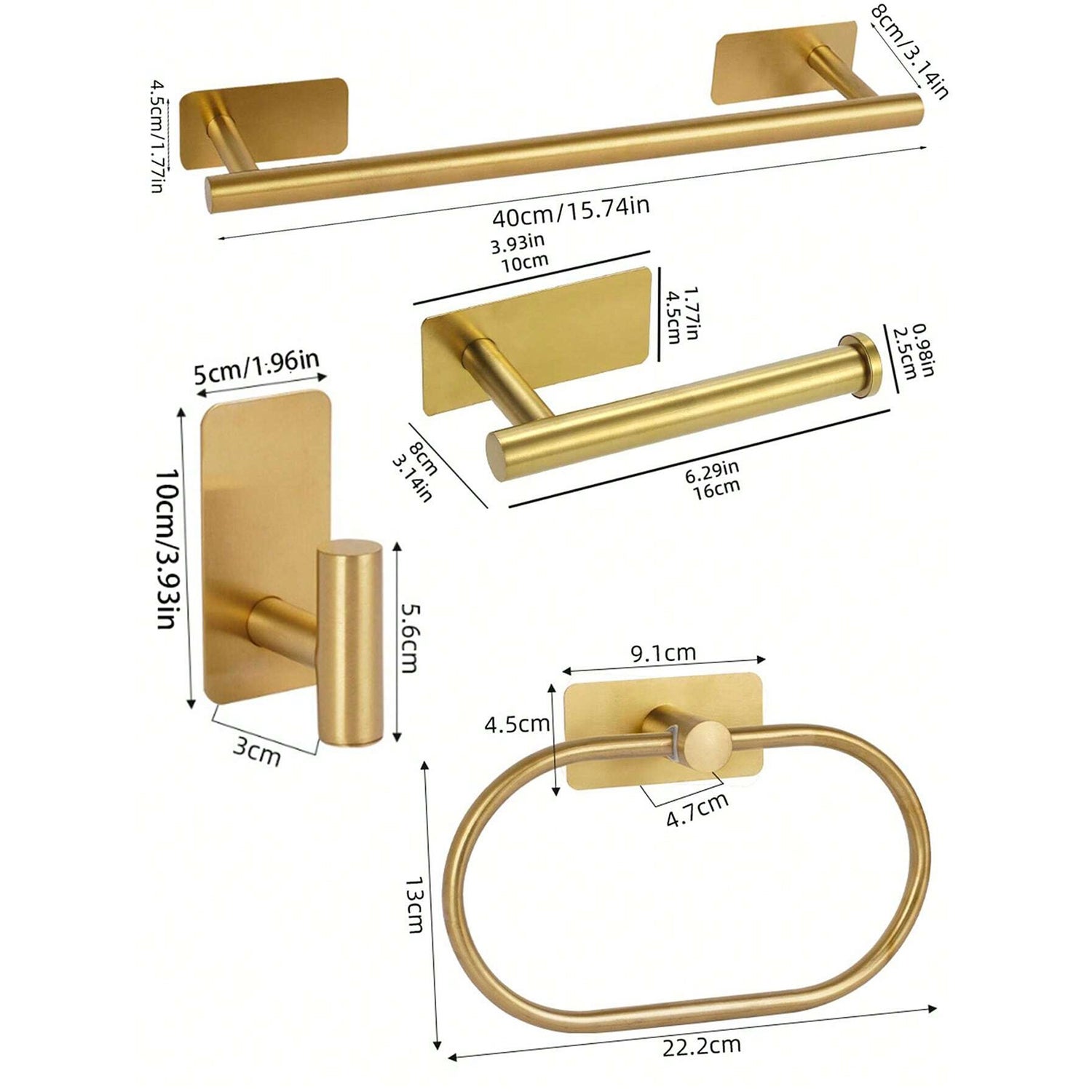 Porte-serviettes de salle de bain sans perçage (argent) Porte-serviettes double en acier