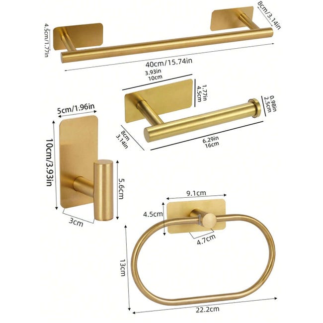 Porte-serviettes de salle de bain sans perçage (argent) Porte-serviettes double en acier Porte-serviettes de salle de bain sans perçage (argent) Porte-serviettes double en acier
