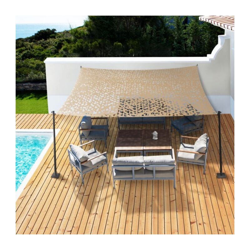 3x4 M Voile d'ombrage rectangulaire, design couleur sable, camouflage, filet de protection solaire, filet de champ extérieur - 2