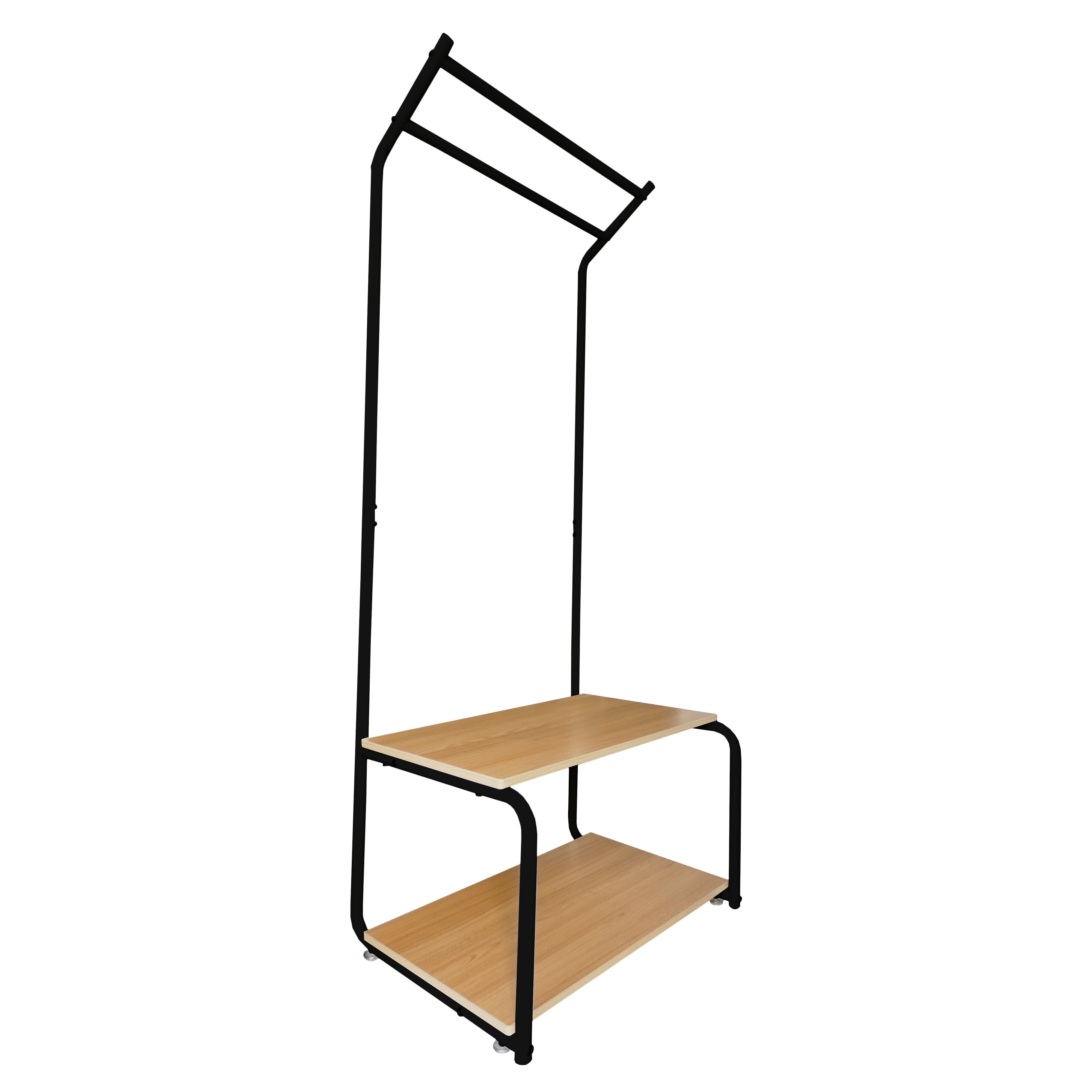 Portemanteau Metal Entrée Hall 2 Etagères 2 Barres Supérieures Noir Nyana Home - 2