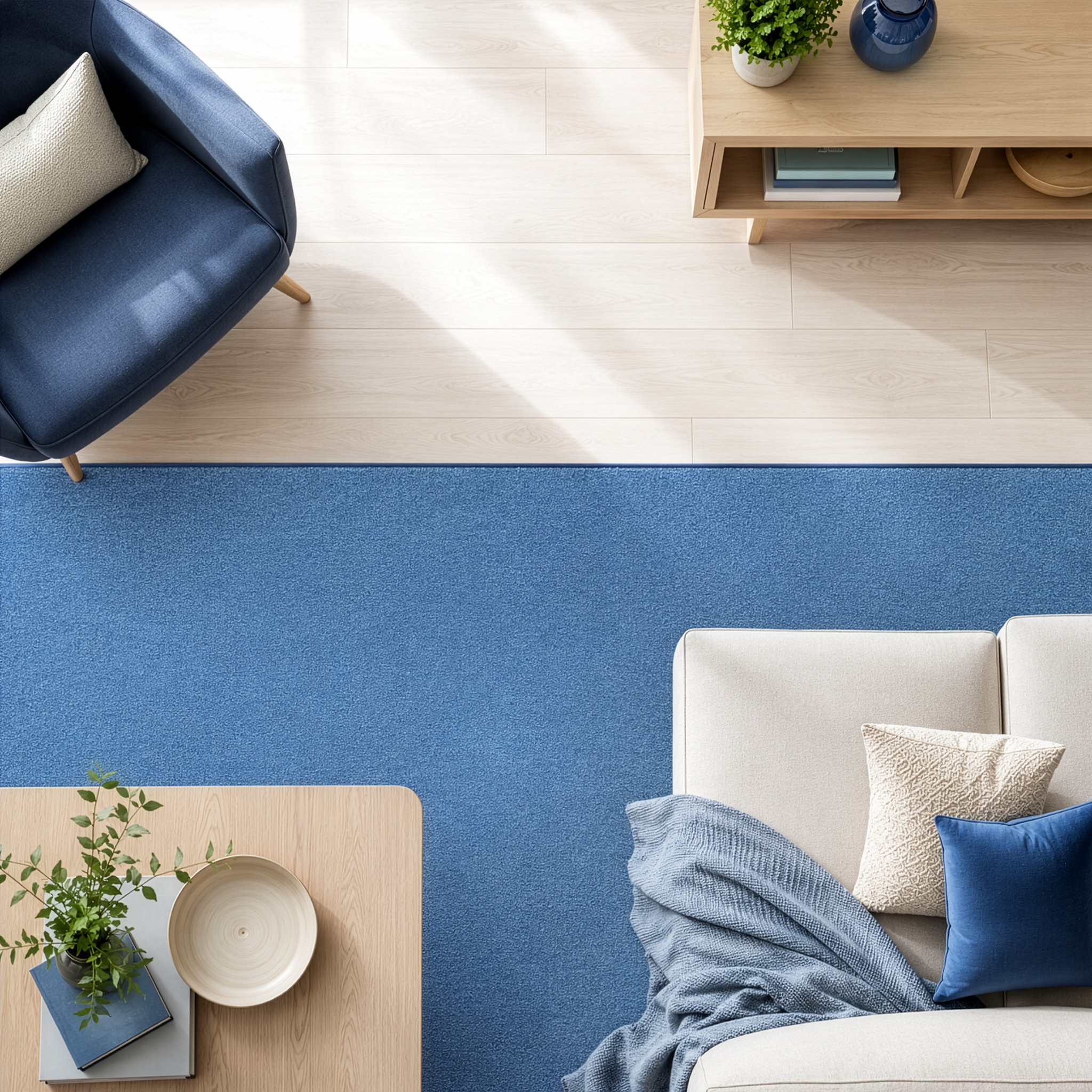 Tapis de couloir London Bleu clair 100 x 500 cm - 4