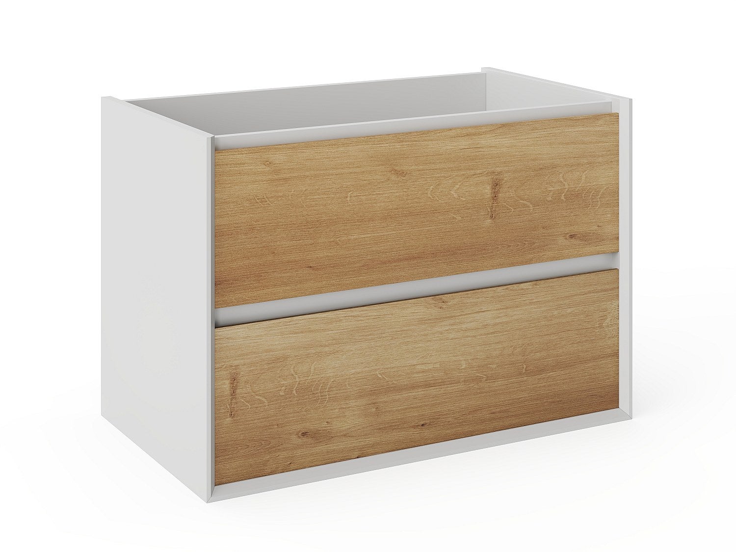 Meuble sous vasque suspendu coloris naturel et blanc - 80 cm - LANNICK - 3