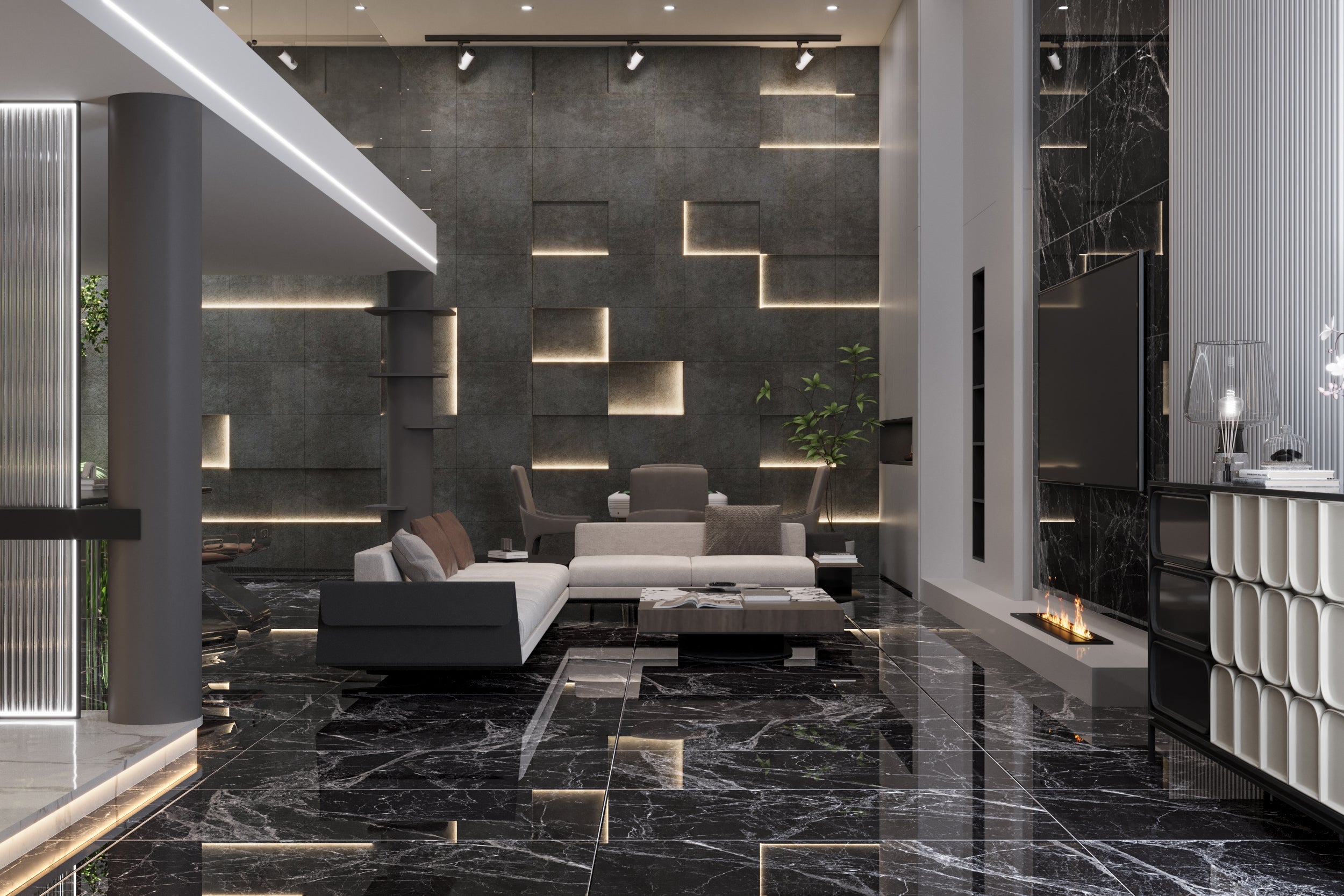 Carrelage sol / mur effet marbre MAJESTIC BLACK l.60 x L.120 cm Brillant LIMCARO - 2