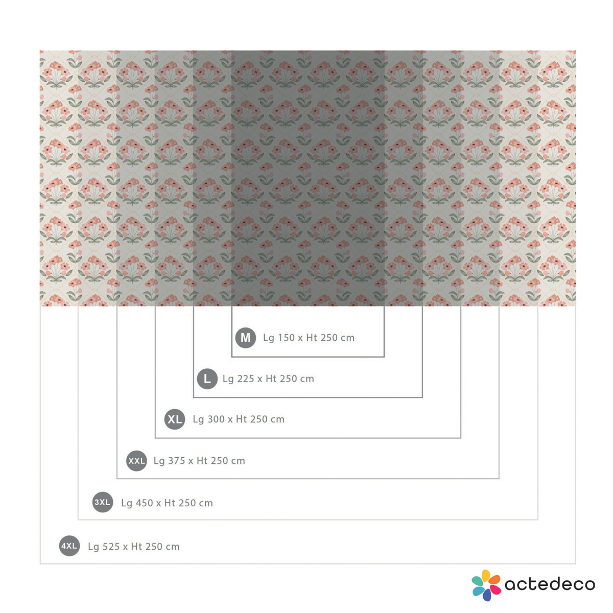 Carta da parati panoramica con motivo floreale vintage 225x250cm - 4