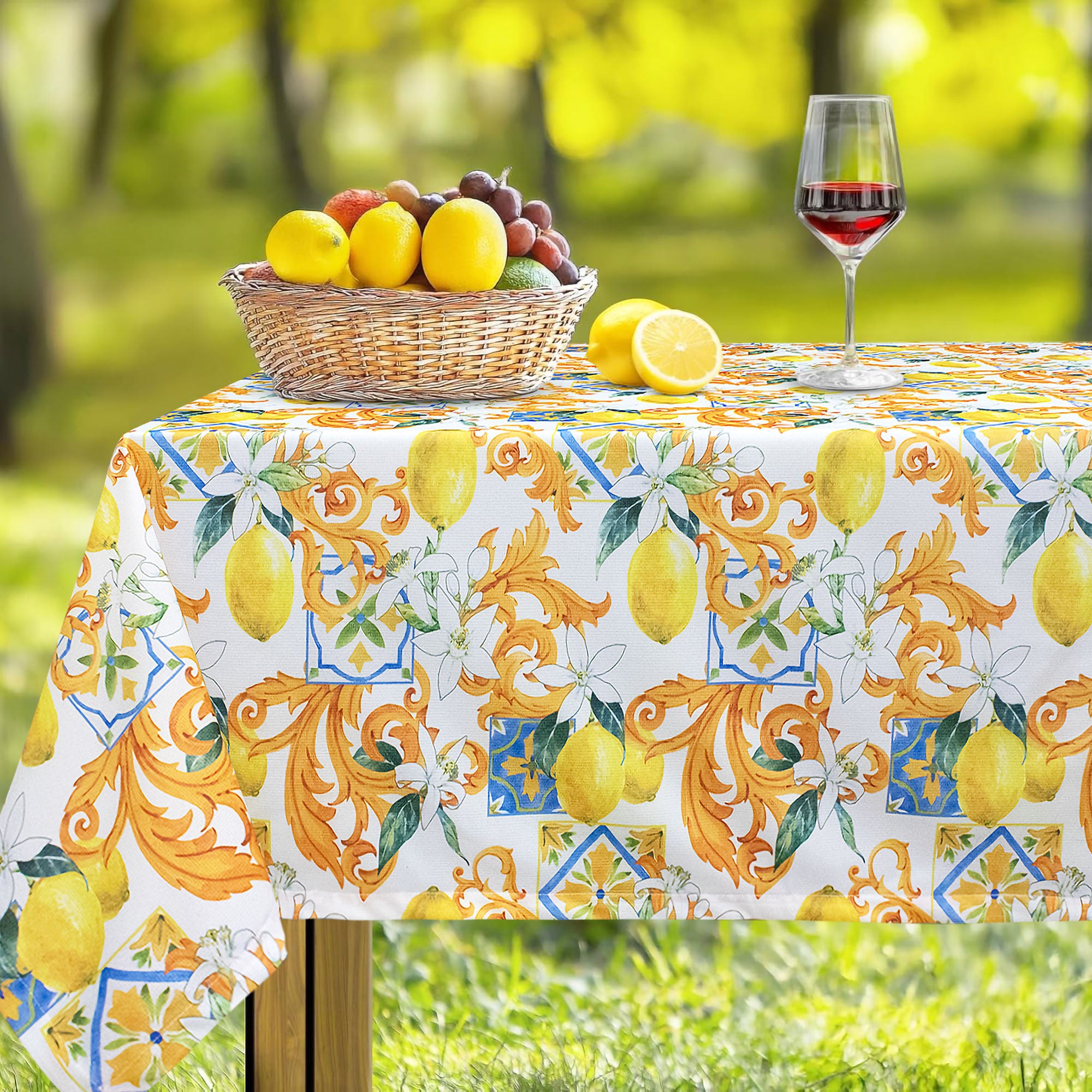 Tovaglia Rettangolare Antimacchia Con Disegno Limoni – 140×230 Cm – 100% Idrorepellente – Novità 2021