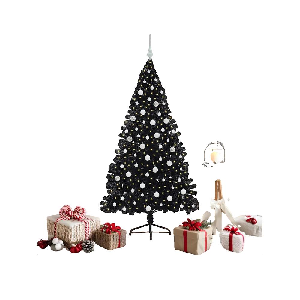 Sztuczna choinka vidaXL Czarna 180 cm 300 LED