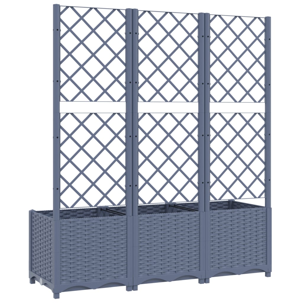 Maison Exclusive - Vaso/floreira jardim c/ treliça 120x40x136 cm PP cinzento azul - 6