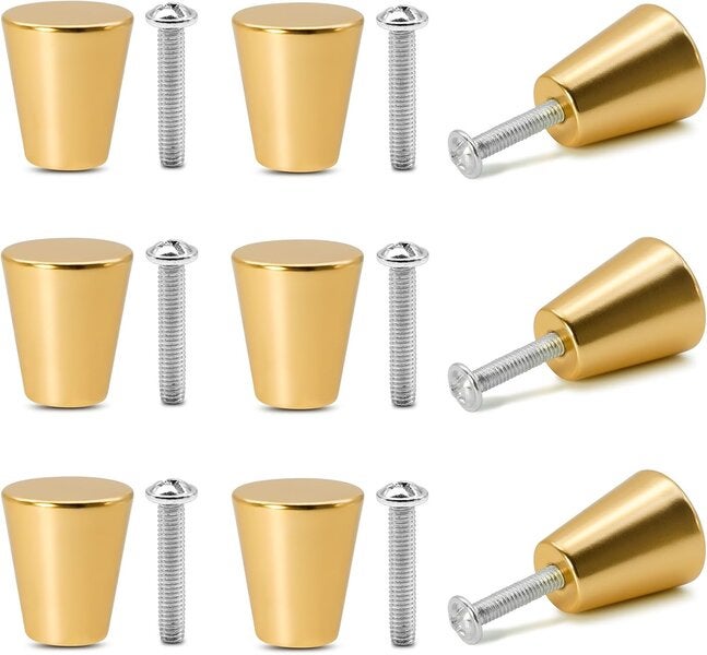 Set de 9 mânere de ușă din metal auriu mat, mânere rotunde moderne din aluminiu pentru uși de bucătărie și mânere pentru baie 9buc