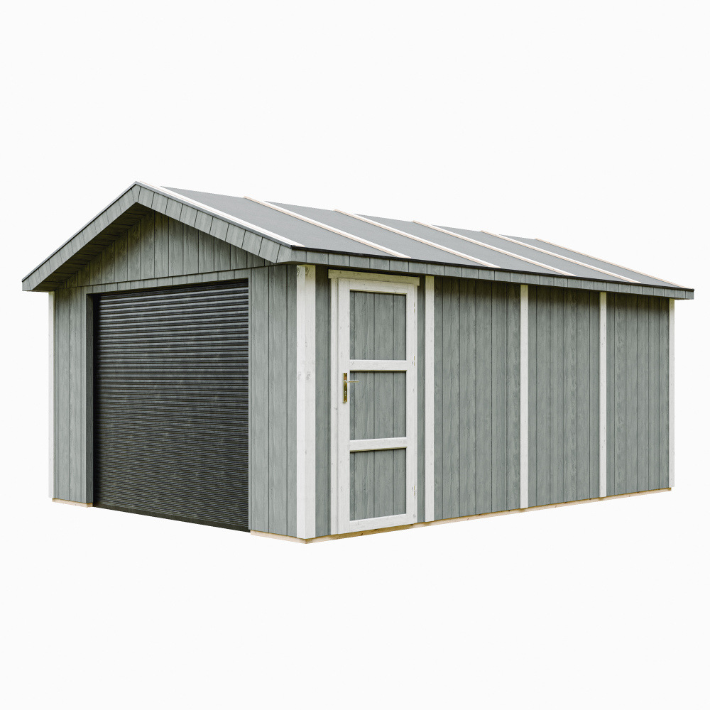PREMIUM QUALITY garaż 17 m² - Dł. 378 x szer. 530 cm - Timbela M991B-CAVERN STEEL