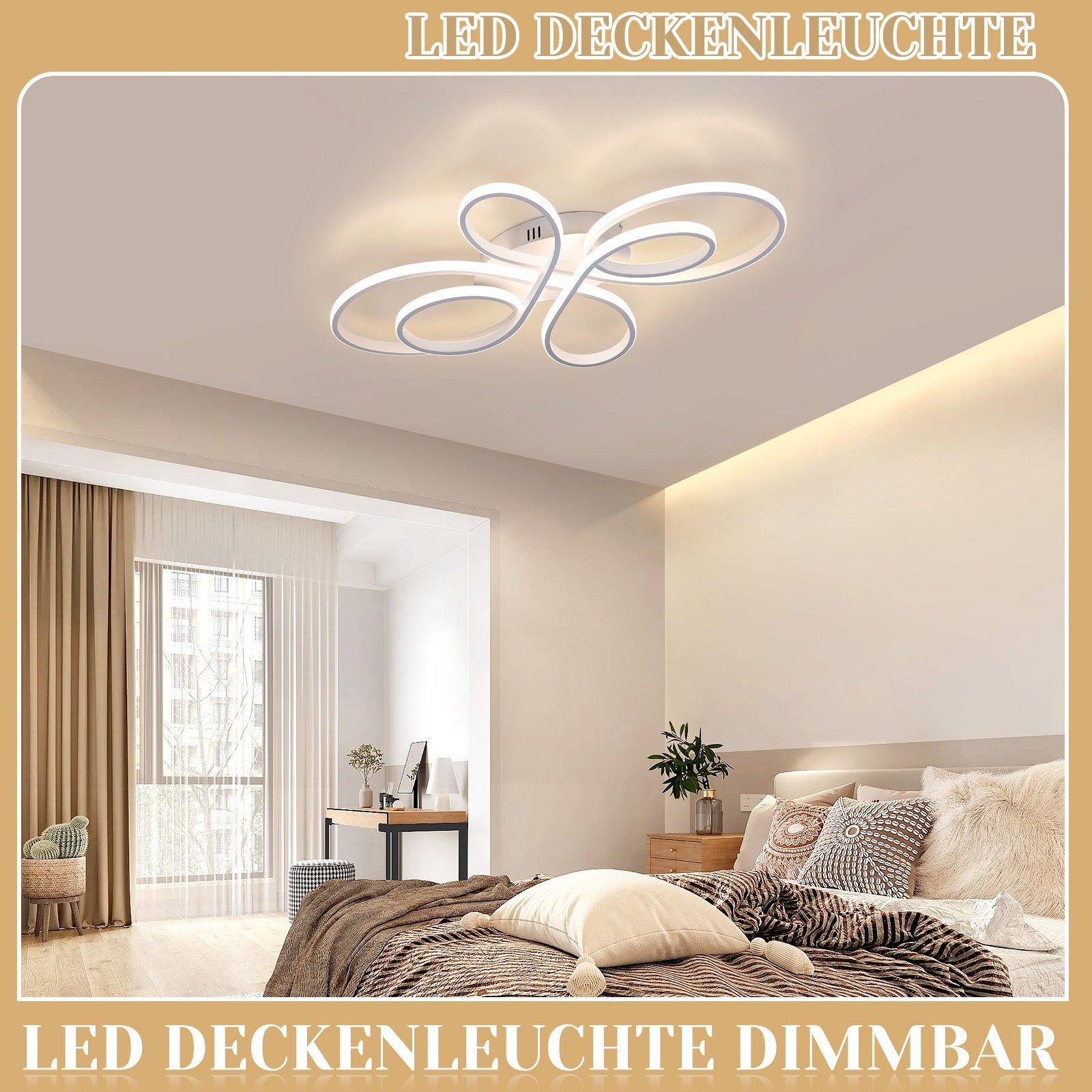 NETTLIFE Plafonnier LED Dimmable 80 cm Blanc 78 W Salon Design Moderne Chambre avec Télécommande Idéal pour Salle à Manger Bureau Cuisine - 5