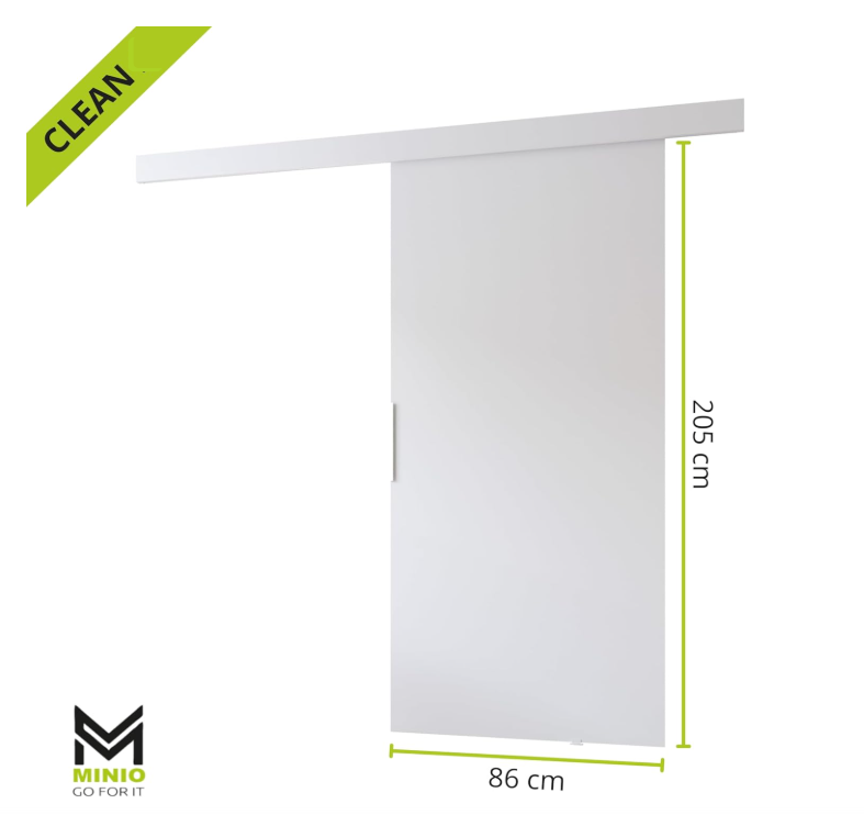 MINIO go for it, porte coulissante CLEAN I 86 cm portes de chambre | avec miroir | Blanc - 3