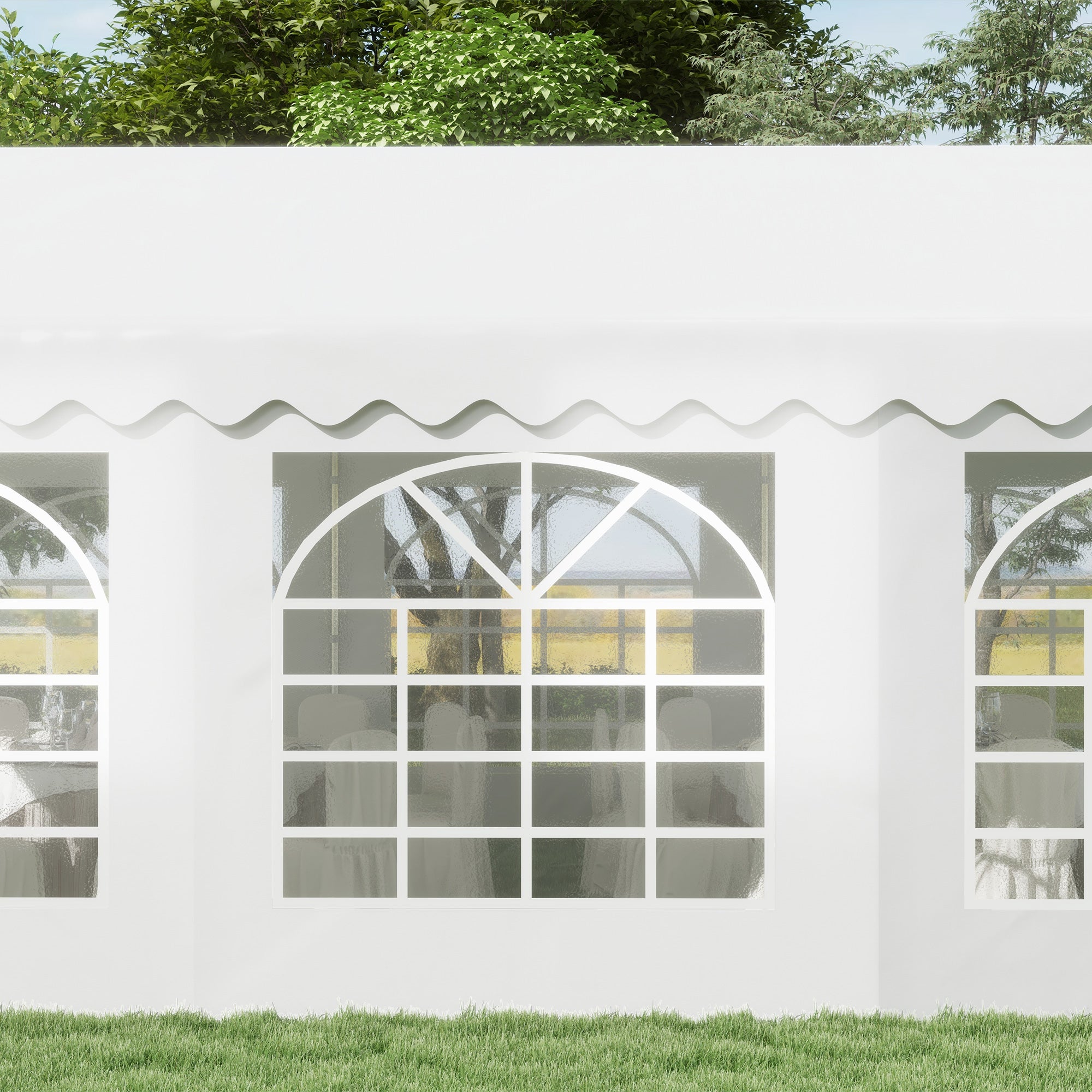 Outsunny Tendone per Feste 6x4m con Pareti Rimovibili, Porte e 6 Finestre, Bianco - 9