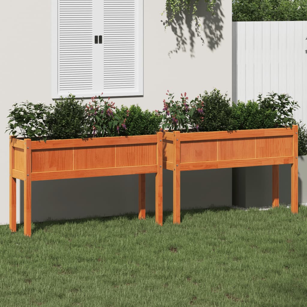 vidaXL Fioriere da Giardino 2 pz con Gambe in Legno di Pino Impregnato