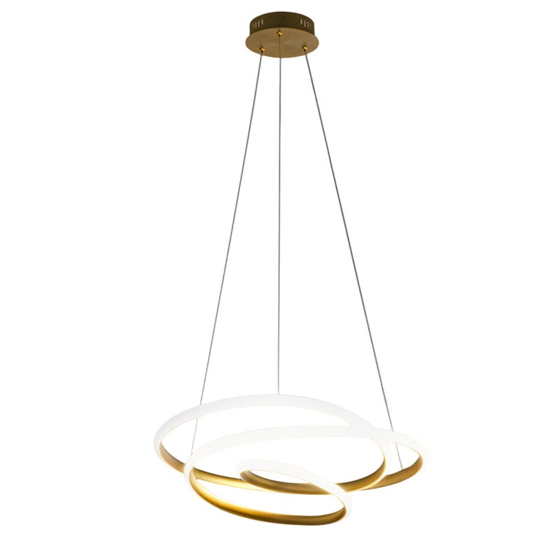 Gea Luce  Diva, Lámpara Colgante Led Regulable 80W, Diseño Moderno En Aluminio Cepillado, Luz Cálida 3000K, Anillos Entrelazados D.85cm Oro Aluminio, Leroy Merlin
