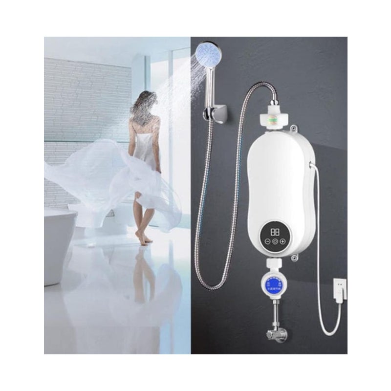 Przepływowy etryczny podgrzewacz wody do prysznica, kran z ciepłą wodą, przepływowy podgrzewacz wody do kuchni i łazienki.