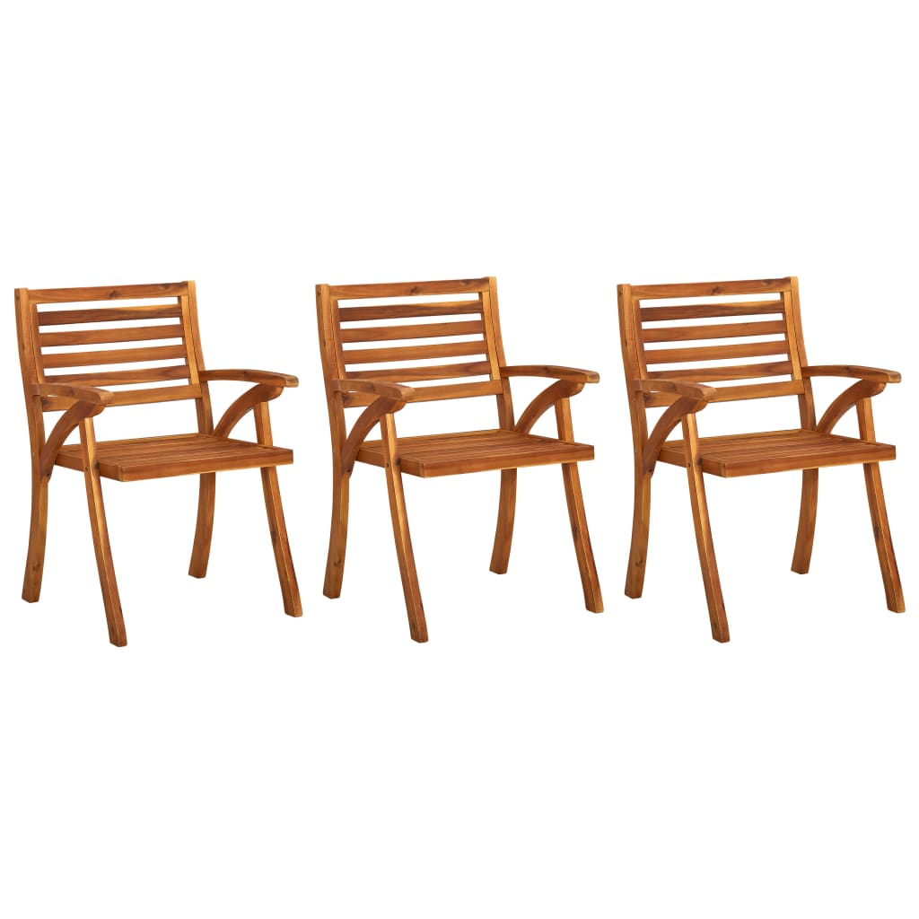 Chaises à dîner de jardin avec coussins 3 pcs Acacia massif - 2