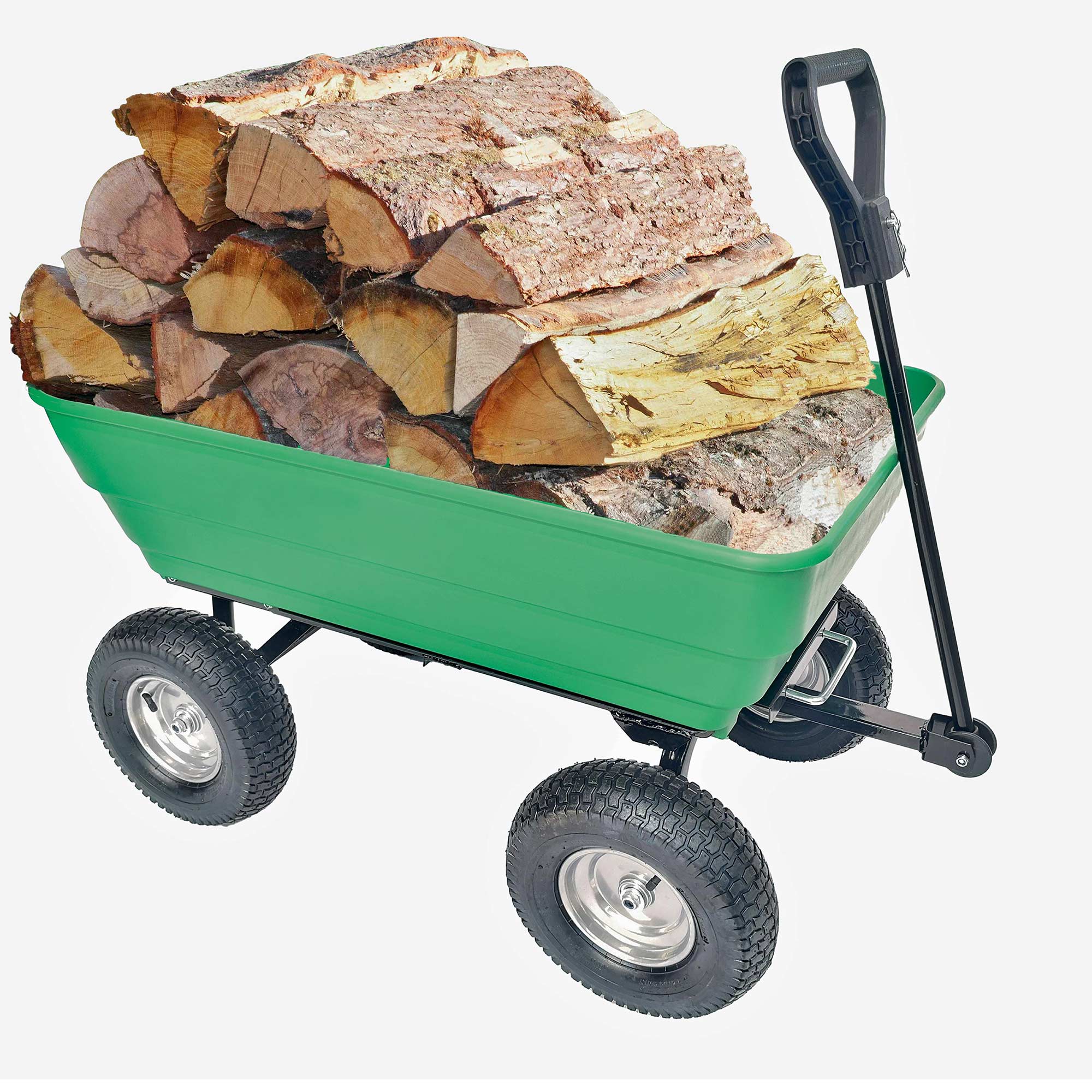Remorque de jardin WERKA PRO 125 L avec 4 roues gonflables et attelage mini tracteur - 4