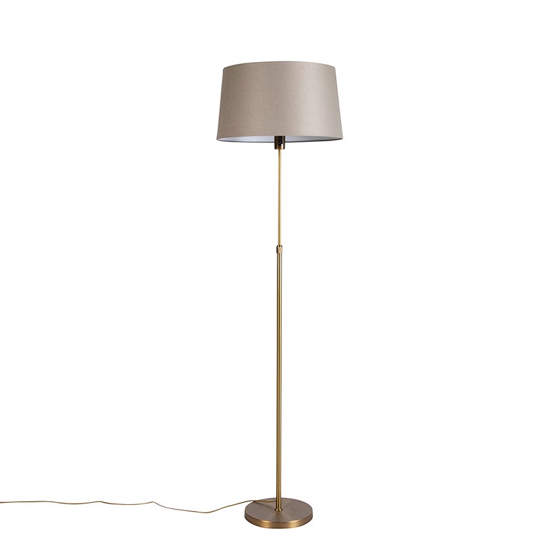 Lampa podłogowa brązowa z abażurem z lnu w kolorze taupe 45 cm, regulowana - Parte