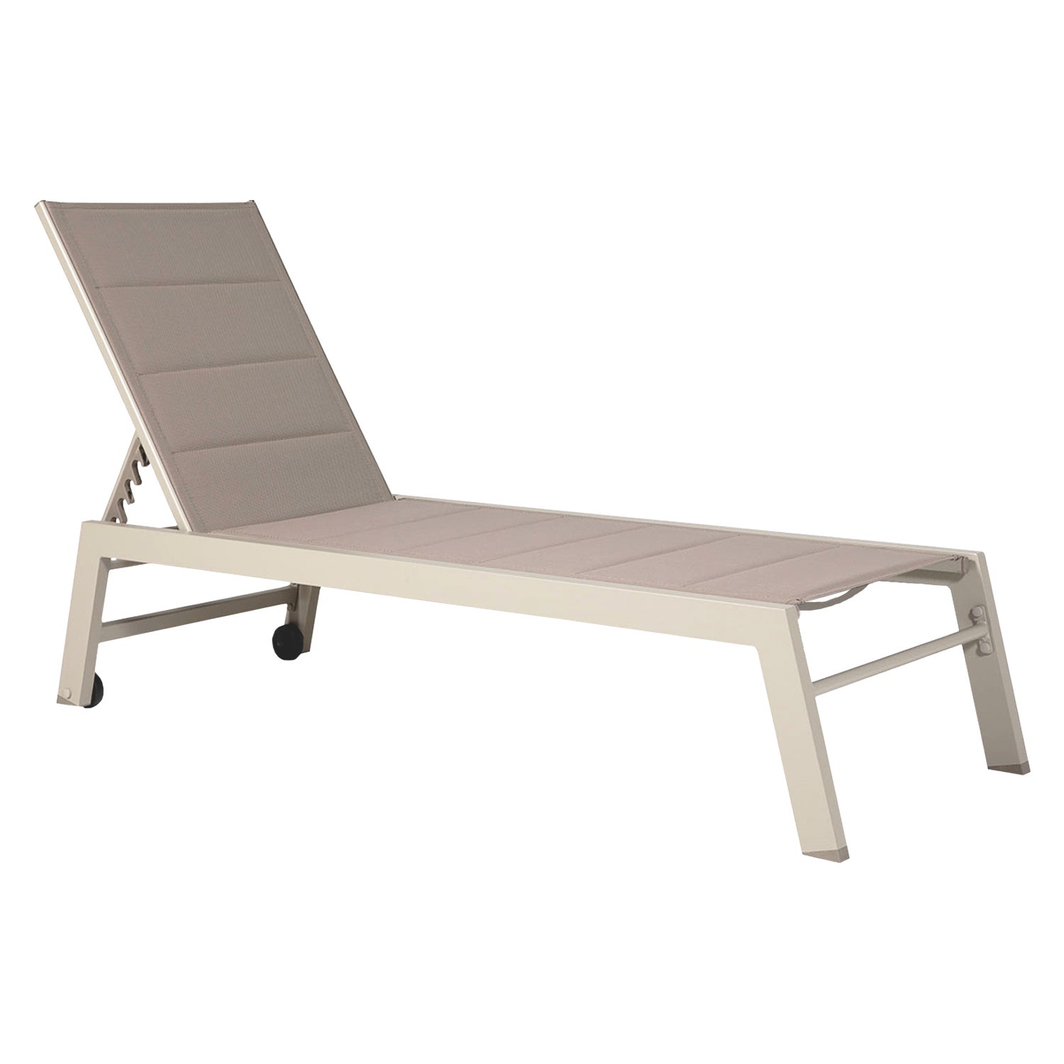 Lot de 2 bains de soleil BARBADOS en textilène taupe - aluminium taupe - 3