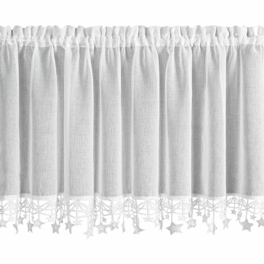 Zazdrostka świąteczna Eurofirany 60x150 cm biała gwiazdki 1 szt.