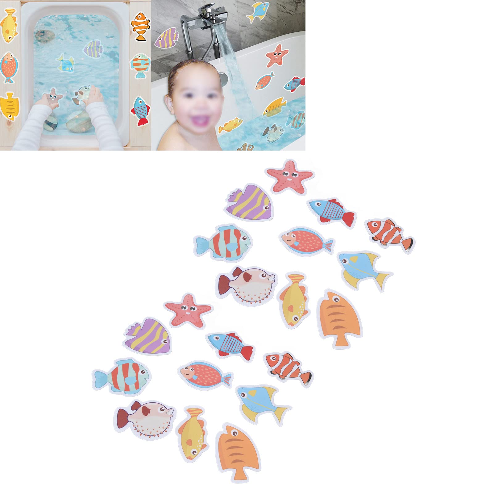 2 Set Adesivi Antiscivolo Per Vasca Da Bagno Con Pesci Colorati – 20 Pezzi, Sicuri Per Bambini, PVC Antimuffa