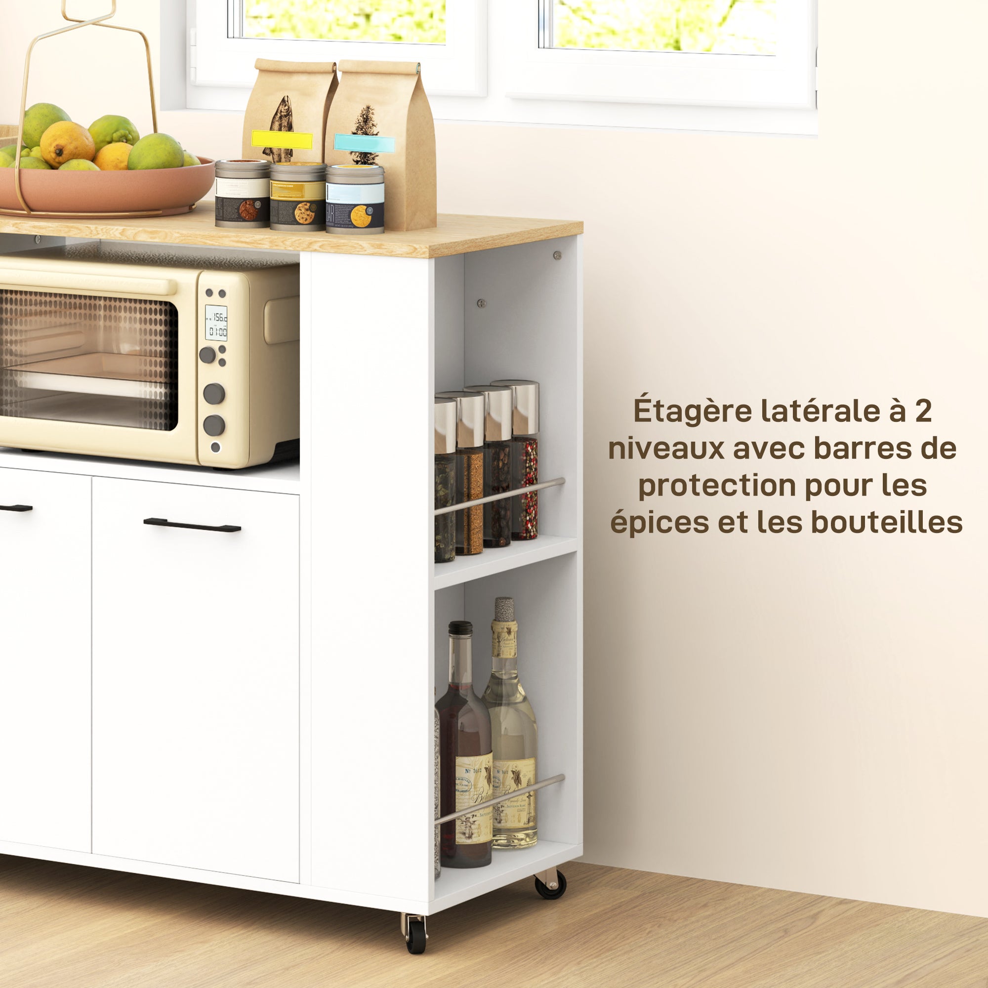 Desserte de cuisine Panneau de particules HOMCOM - 5
