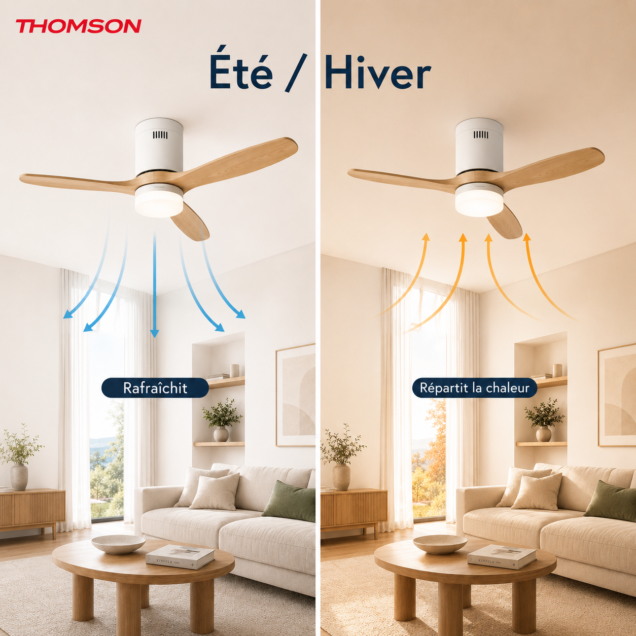 Ventilateur de plafond avec lumière THOMSON NOUR avec pales en ABS, diamètre de 132 cm et télécommande incluse - 7